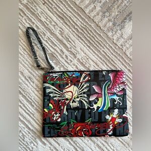 Ed Hardy Colorful Graphic Wristlet Pouch